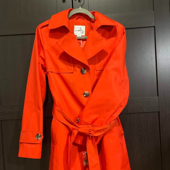 Sam Edelman. Size Lg. Mid-length. Poppy Orange. Gorgeous Trench! - Picture 2 of 16